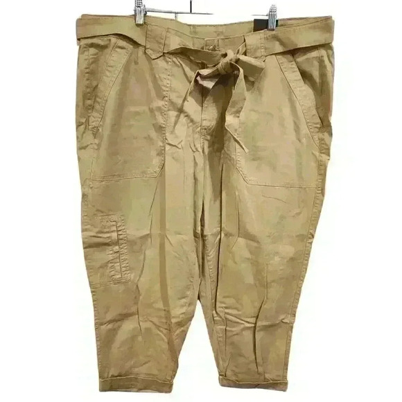 NEW NWT Lane Bryant Women's Tan Canvas Cargo Capri Pants Size 22 $70 - Picture 6 of 10